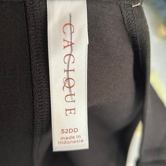 Cacique 52DD bra- black cotton UL NW scoop wireless full coverage NWOT - Picture 4 of 4